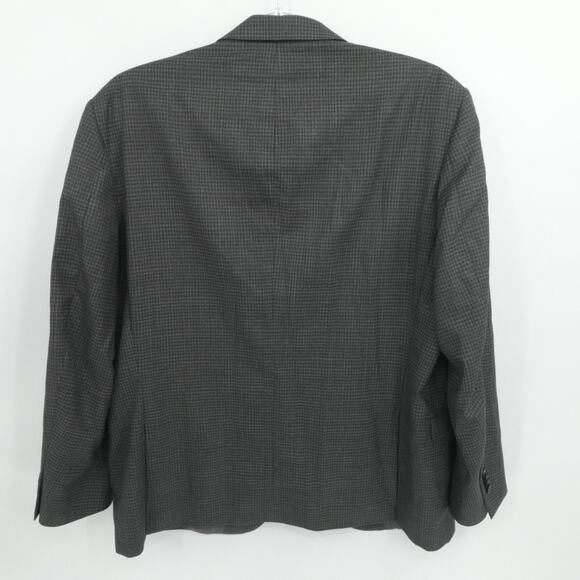 Peter Millar Jacket Mens 48R Gray Wool Gingham Plaid 2 Button Notch Double Vent - Picture 2 of 15